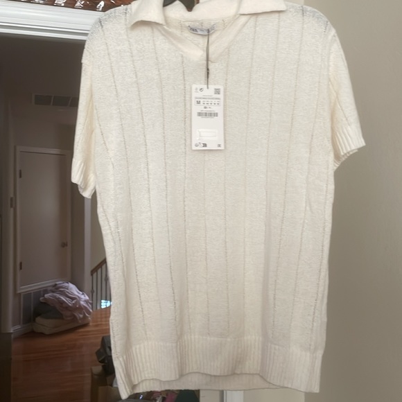 Brand new Zara polo women’s shirt size M beige - Picture 2 of 5